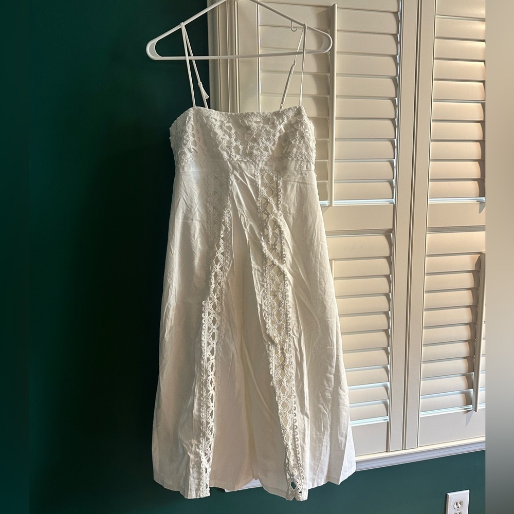 Hello Molly White Dress with Lace Accents